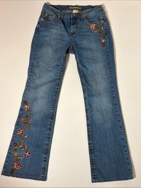 Z Cavaricci Embroidered Flare Jeans Y2K Floral Low Rise Size 10